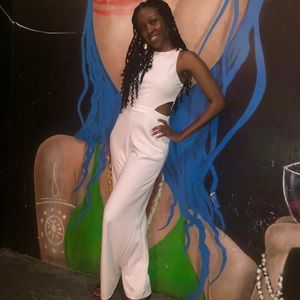 Cut Out White Jumpsuit